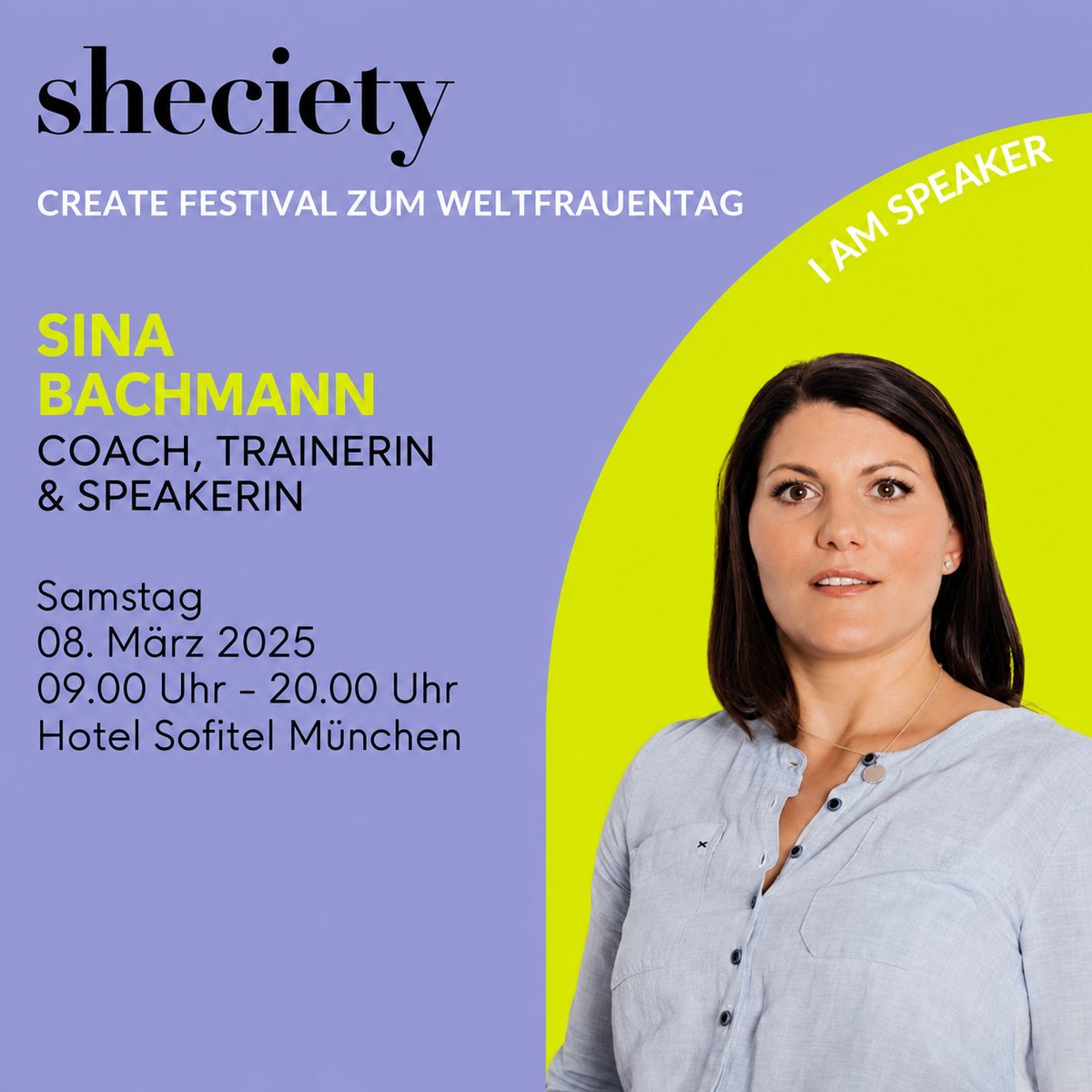 Sina Bachmann als Speakerin und Masterclass-Host beim sheciety Create Festival 2025 in München